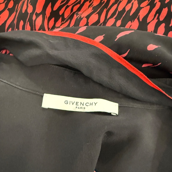 GIVENCHY Red Silk Crepe Blouse with Bow Tie V Neck STUNNING Designer Top Sz 40 - Picture 9 of 12